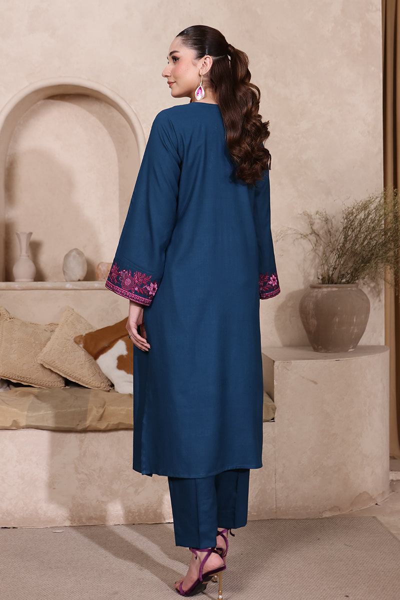 2 Piece Pret Embroidered Ink Blue Dhanak Marina Suit