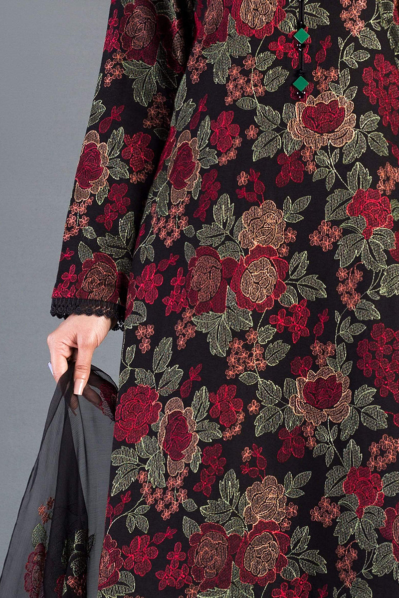 3 Piece Unstitched Embroidered Black Lawn Suit-6