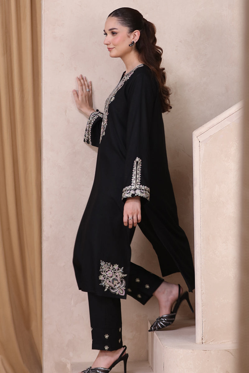 2 Piece Pret Embroidered Black Dhanak Marina Suit