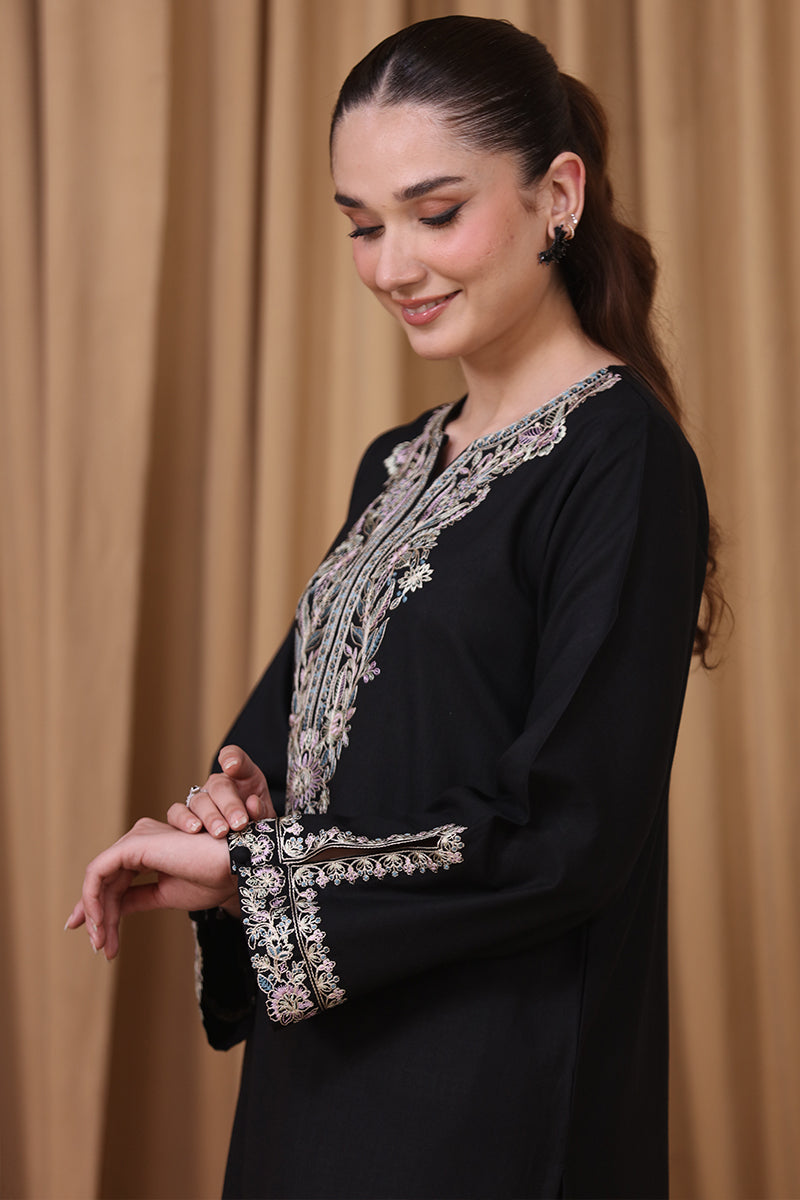 2 Piece Pret Embroidered Black Dhanak Marina Suit