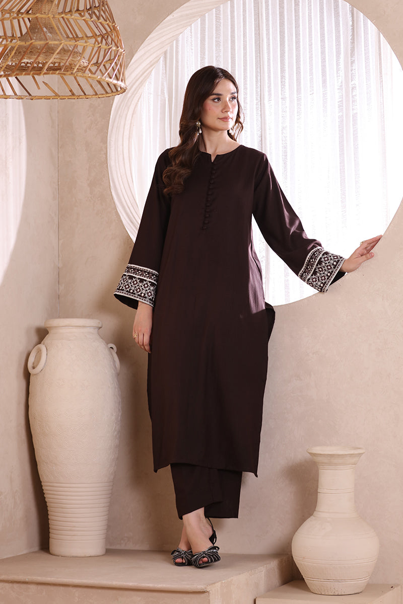 2 Piece Pret Embroidered Dark Brown Dhanak Marina Suit