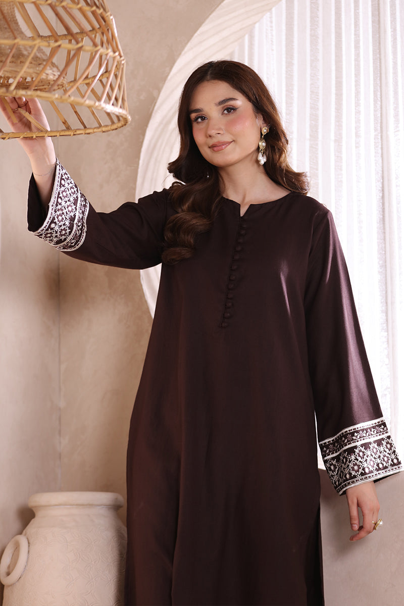 2 Piece Pret Embroidered Dark Brown Dhanak Marina Suit