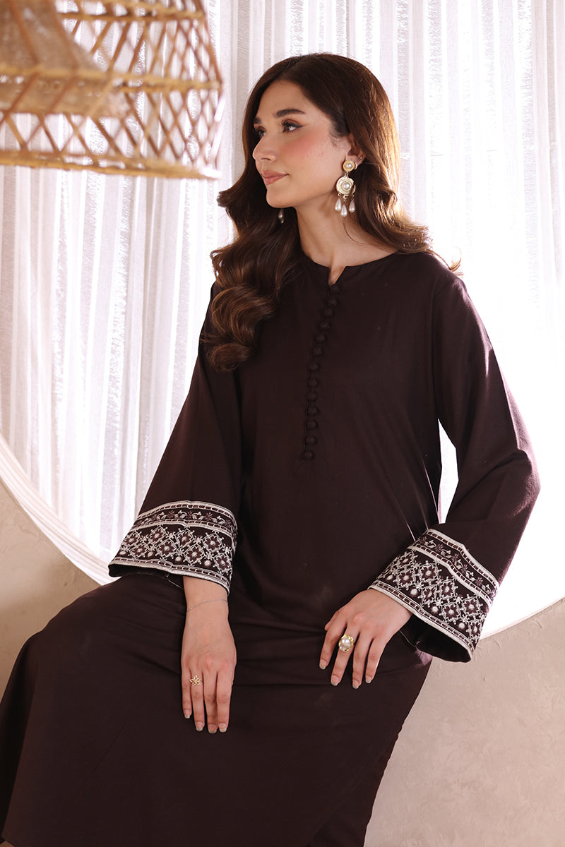 2 Piece Pret Embroidered Dark Brown Dhanak Marina Suit