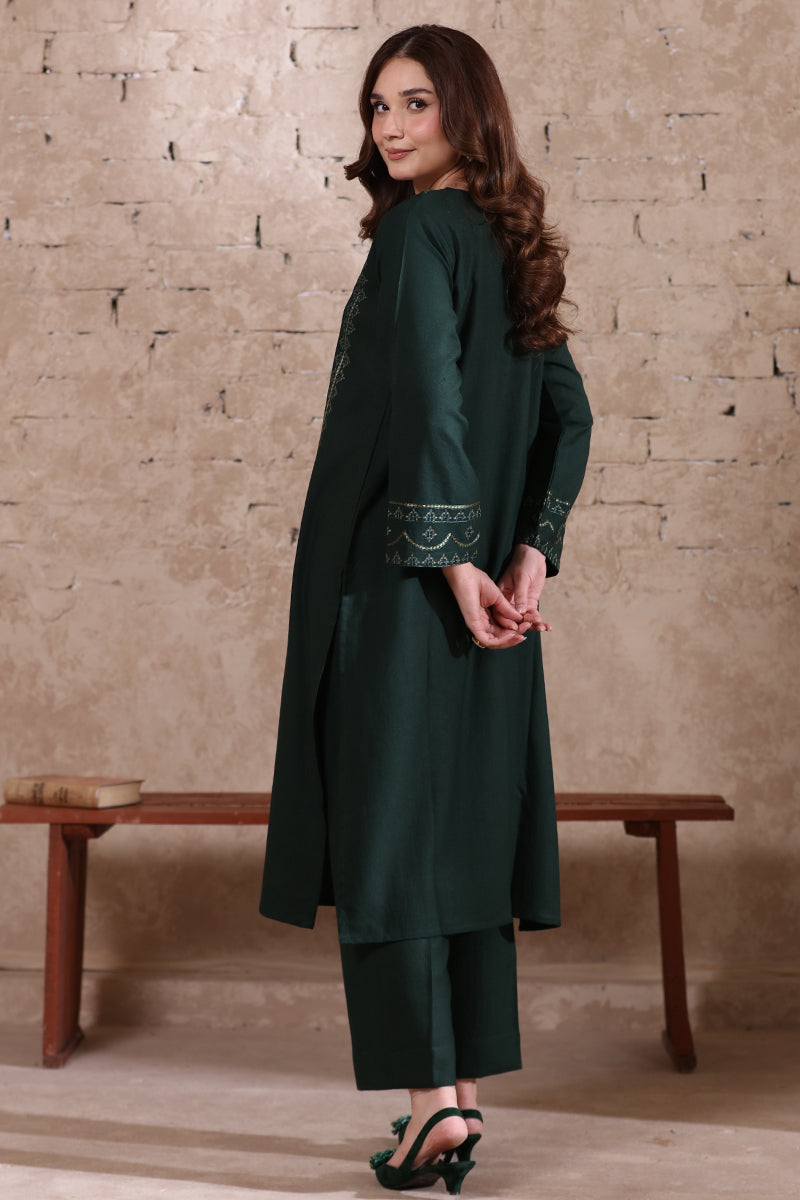 2 Piece Pret Embroidered Dark Green Dhanak Marina Suit