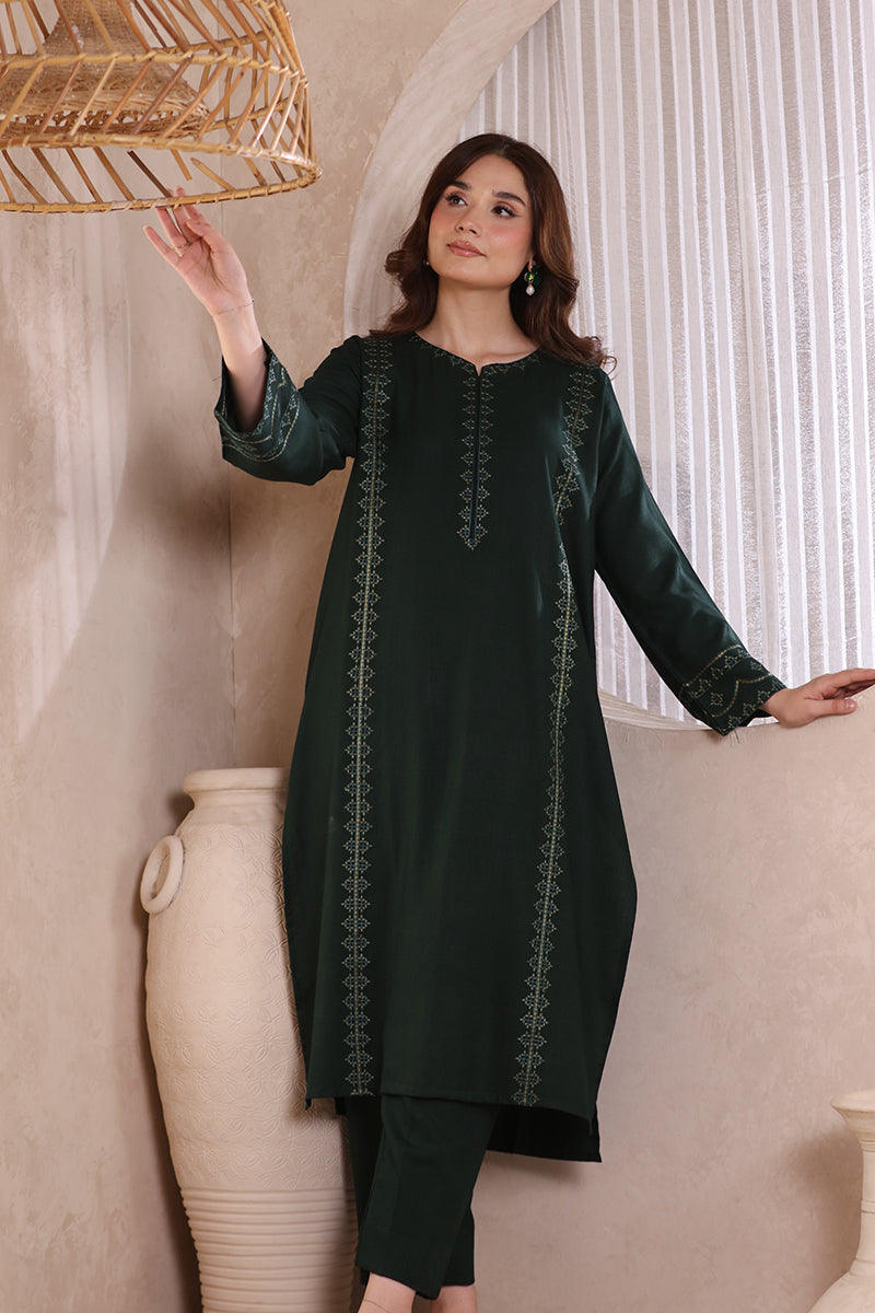 2 Piece Pret Embroidered Dark Green Dhanak Marina Suit