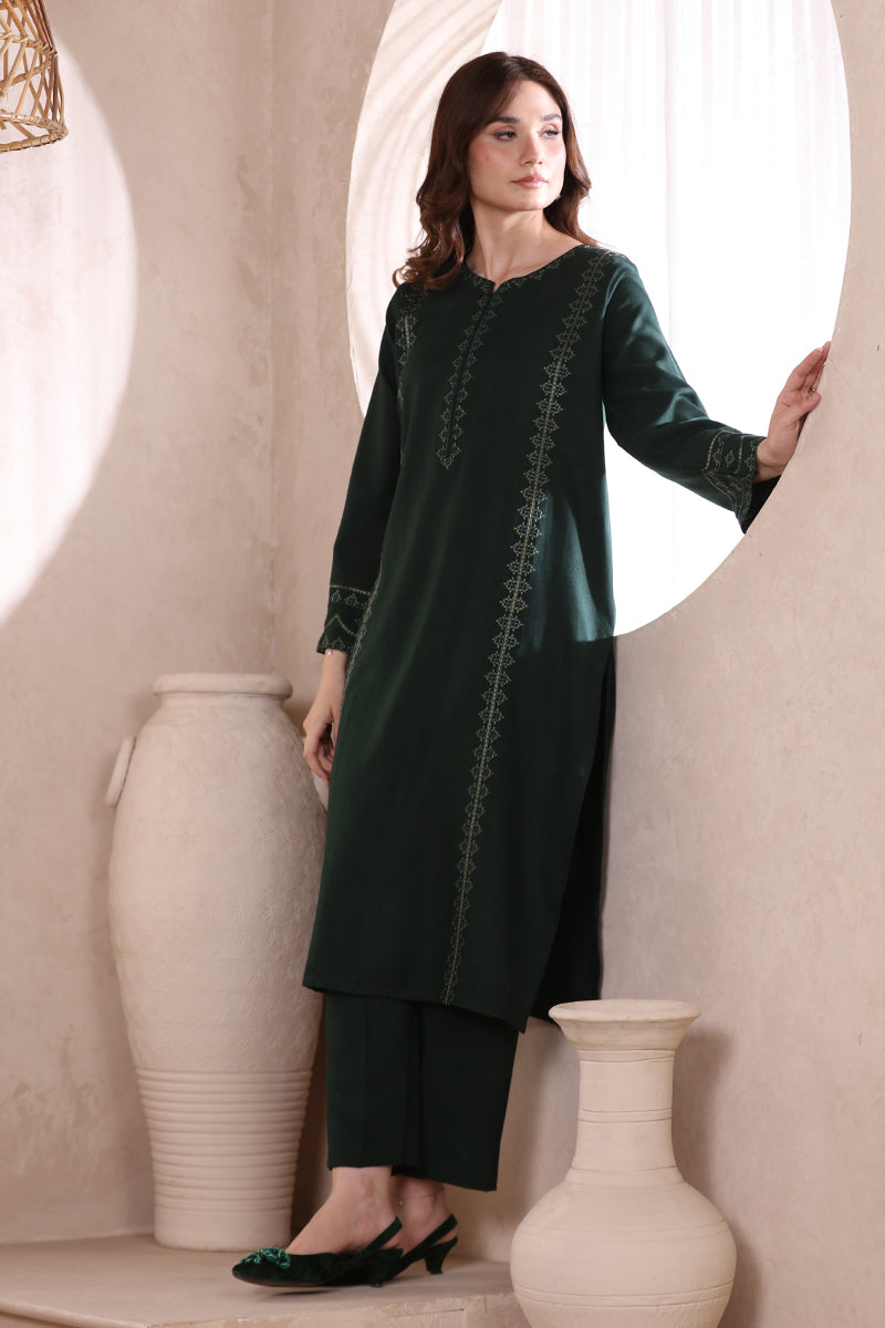 2 Piece Pret Embroidered Dark Green Dhanak Marina Suit