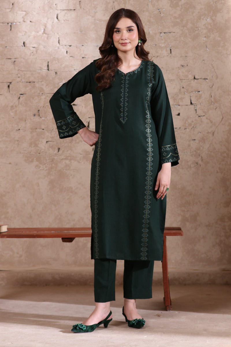 2 Piece Pret Embroidered Dark Green Dhanak Marina Suit