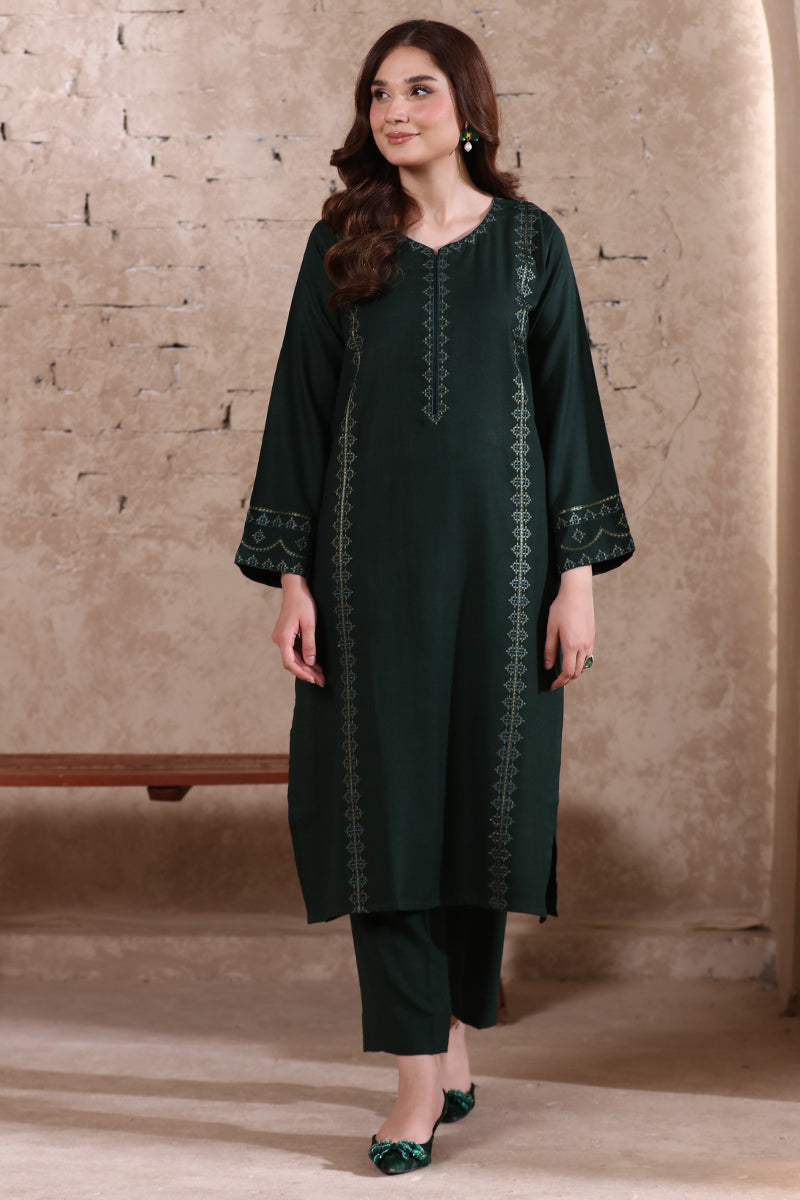 2 Piece Pret Embroidered Dark Green Dhanak Marina Suit