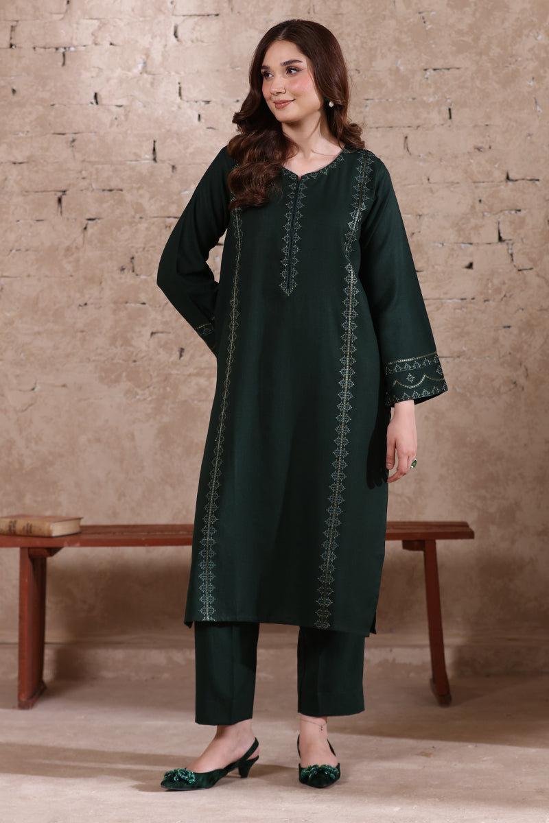 2 Piece Pret Embroidered Dark Green Dhanak Marina Suit