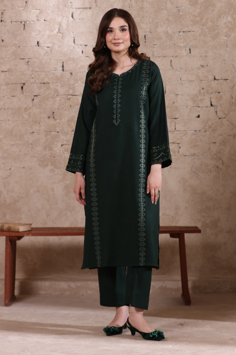 2 Piece Pret Embroidered Dark Green Dhanak Marina Suit