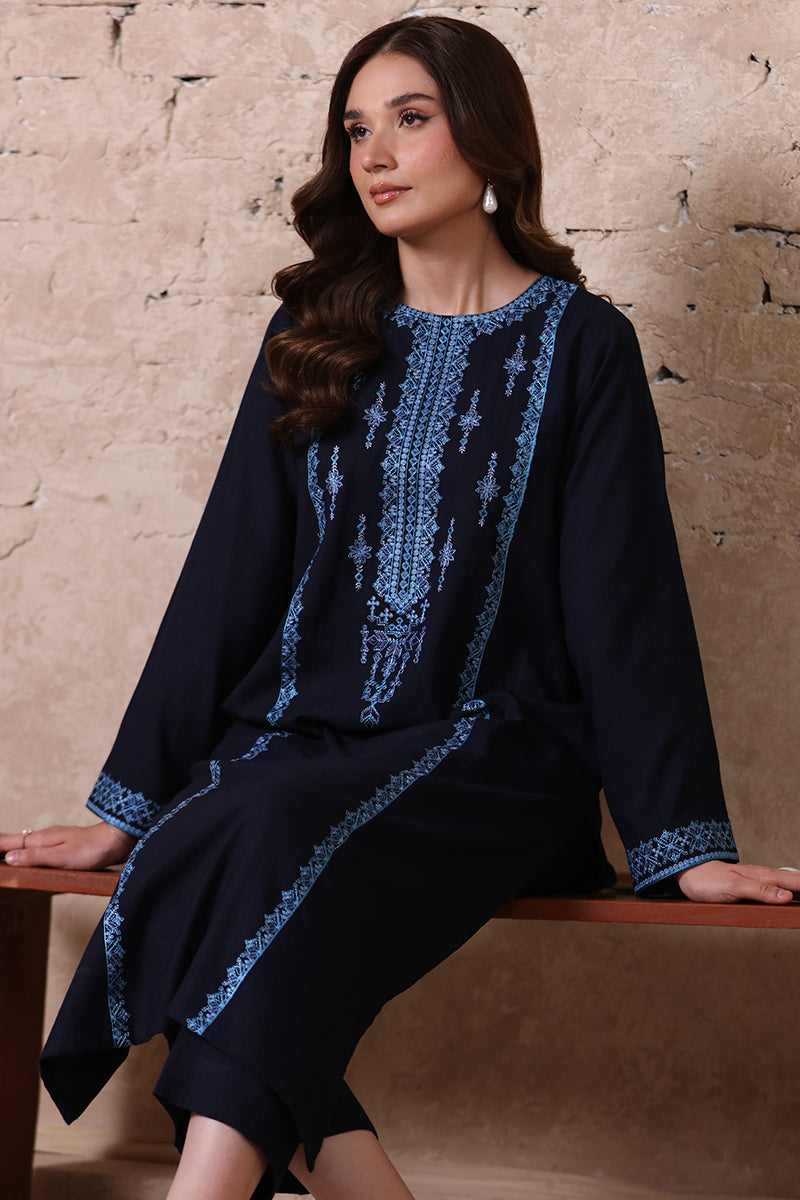 2 Piece Pret Embroidered Navy Blue Dhanak Marina Suit