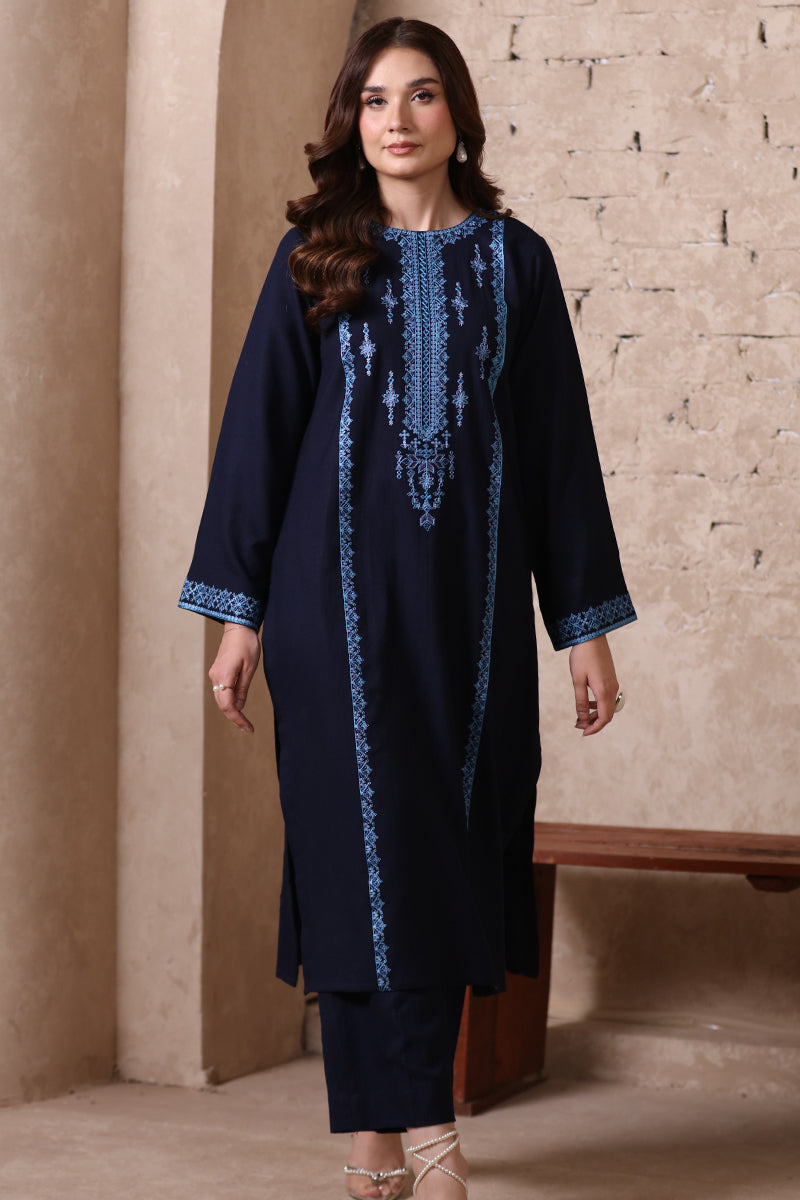 2 Piece Pret Embroidered Navy Blue Dhanak Marina Suit