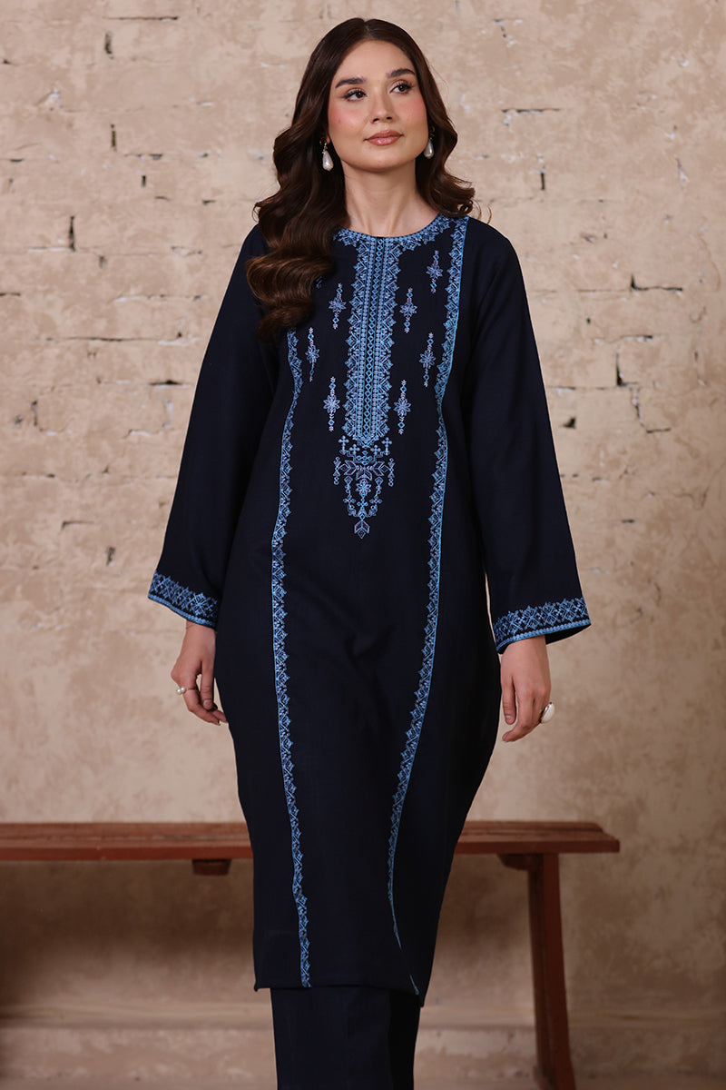 2 Piece Pret Embroidered Navy Blue Dhanak Marina Suit