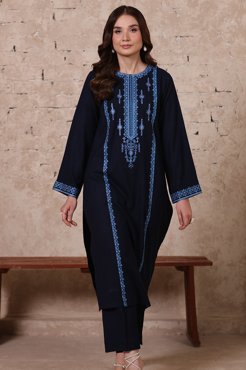 2 Piece Pret Embroidered Navy Blue Dhanak Marina Suit