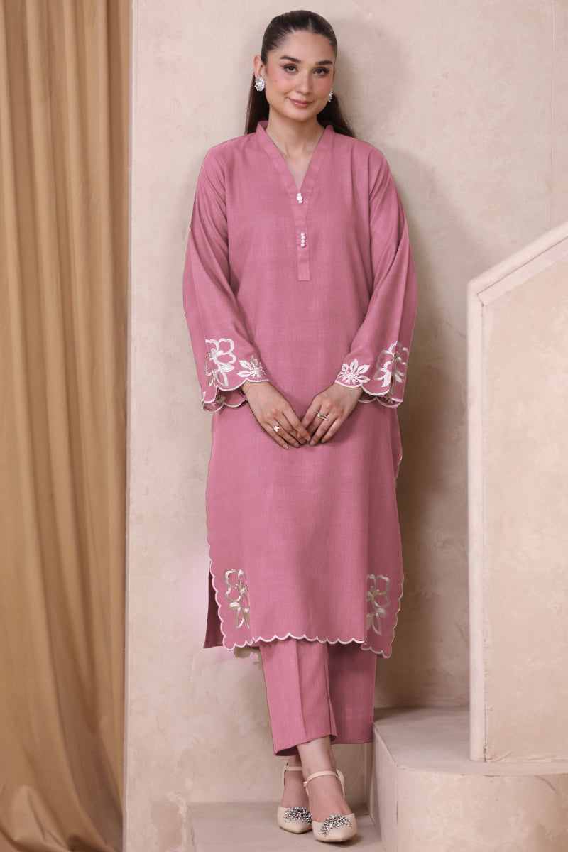 2 Piece Pret Embroidered Tea Pink Dhanak Marina Suit