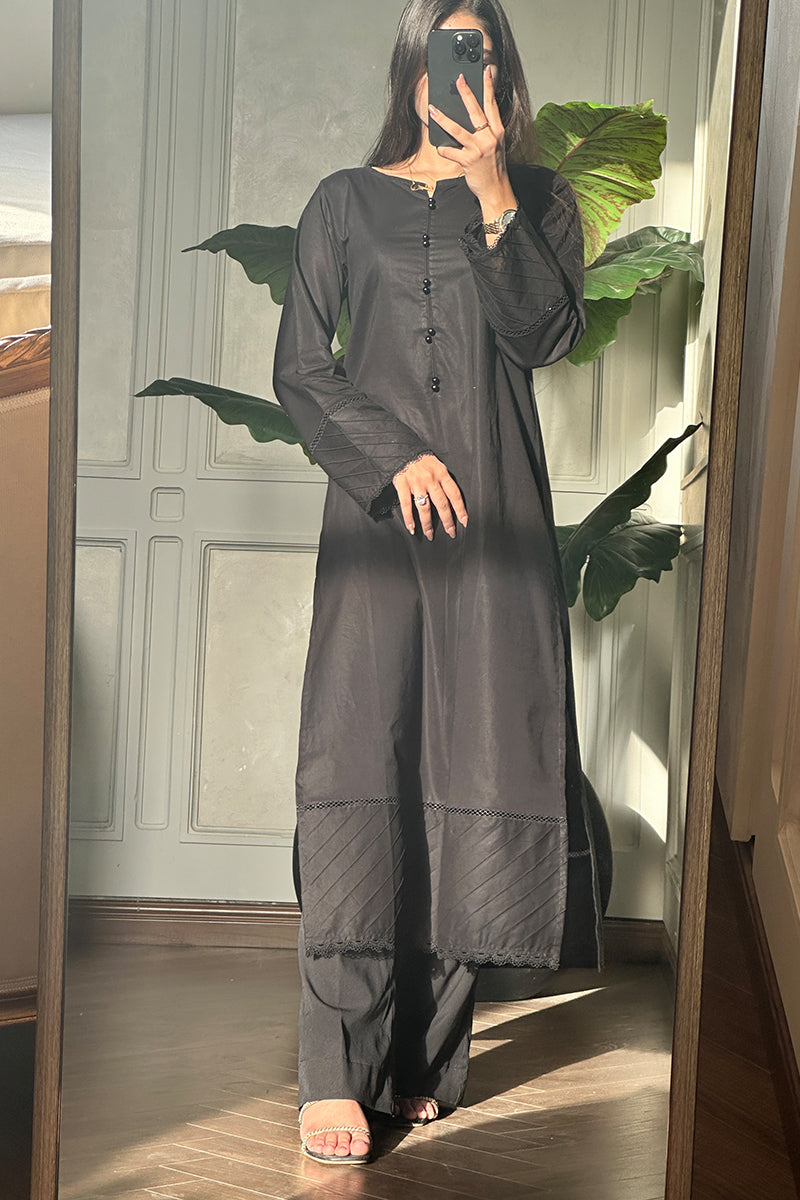 2 Piece - Pure Black Lawn Suit