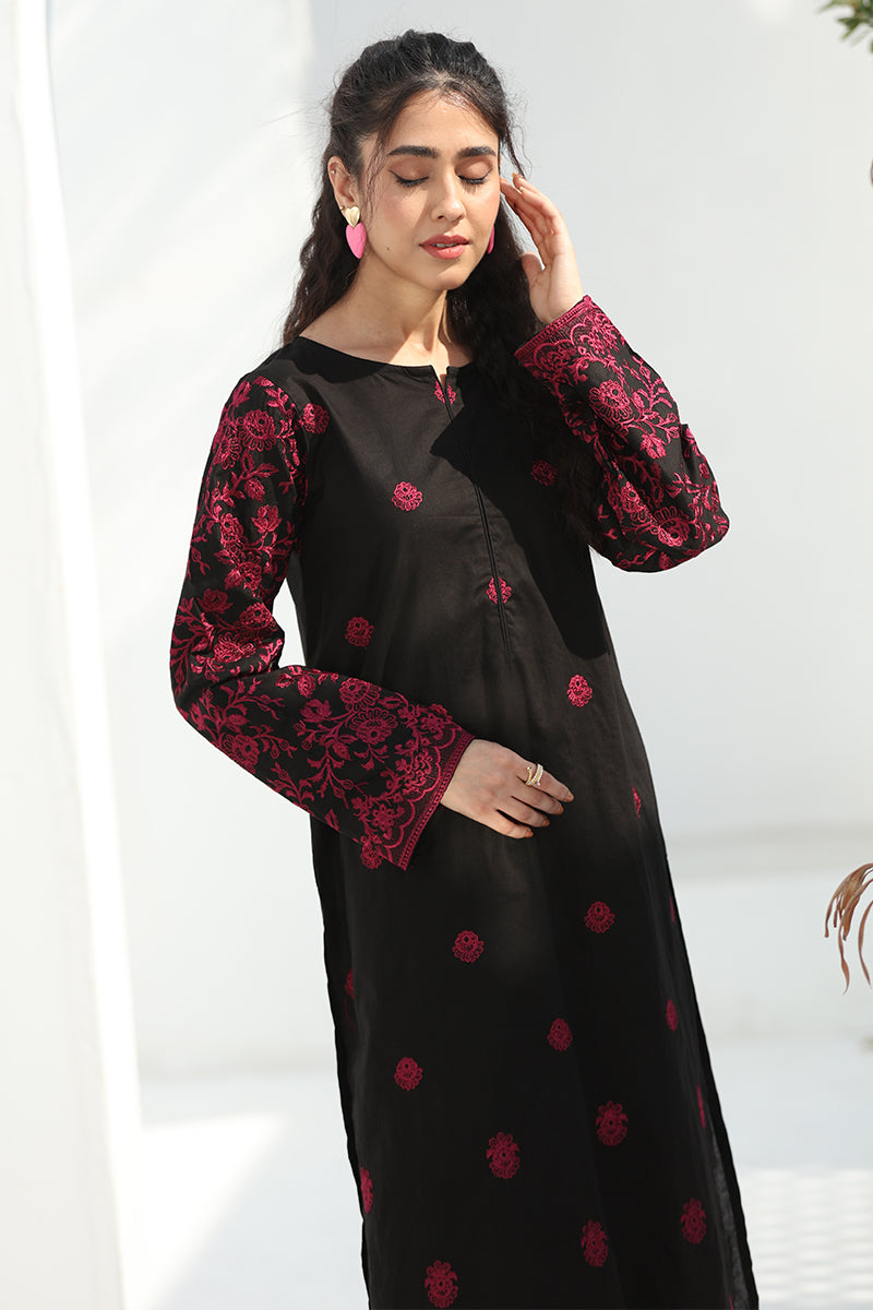 2 Piece Pret Embroidered Black Dhanak Marina Suit-2