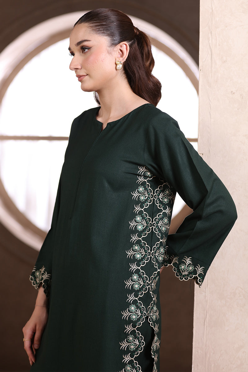 2 Piece Pret Embroidered Cutwork Green Dhanak Marina Suit