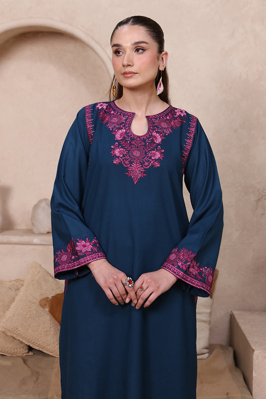 2 Piece Pret Embroidered Ink Blue Dhanak Marina Suit