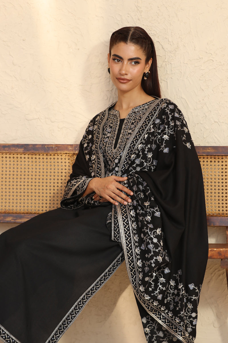 Pret Sequin Embroidered Black Dhanak Marina Suit