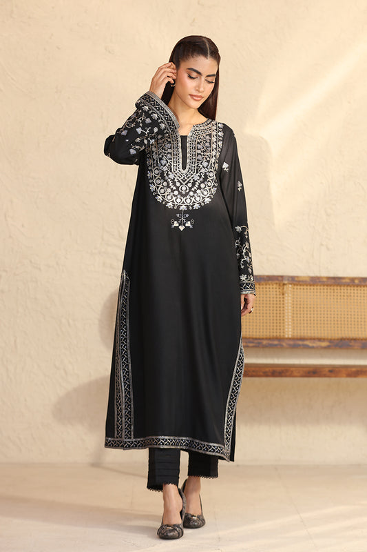 2 Piece Pret Sequin Embroidered Black Dhanak Marina Suit
