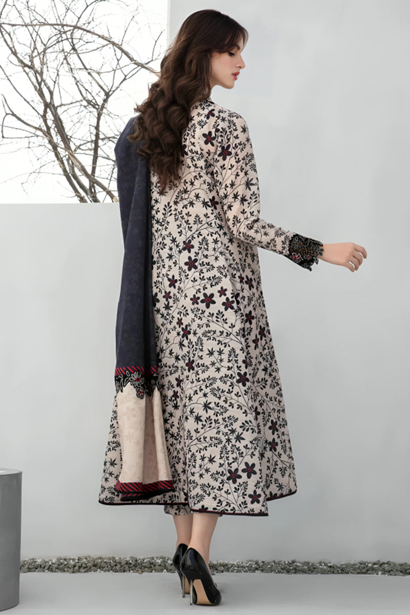 3 Piece Unstitched Digital Printed Black Lawn Suit-4