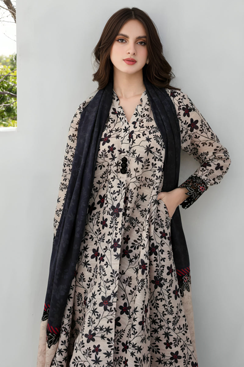 3 Piece Unstitched Digital Printed Black Lawn Suit-4