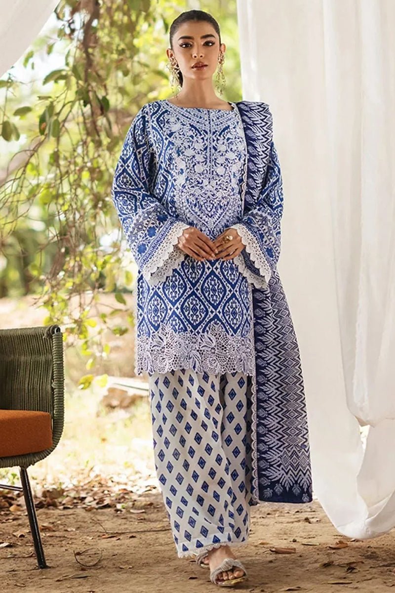 3 Piece Unstitched Digital Printed Blue Lawn Suit-1