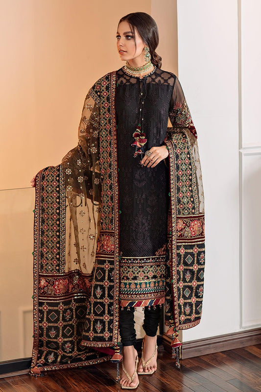 3 Piece Unstitched Embroidered Black Lawn Suit-1