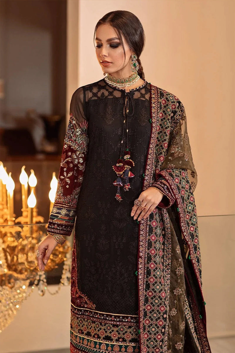 3 Piece Unstitched Embroidered Black Lawn Suit-1