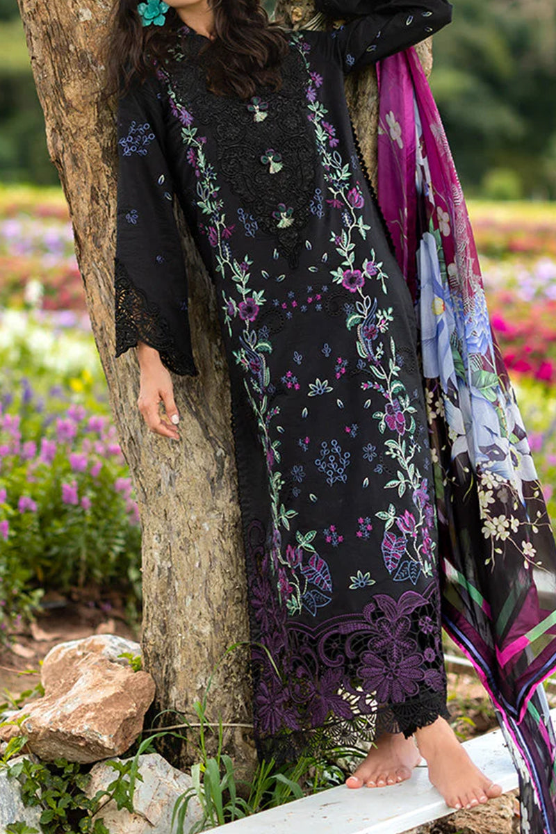 3 Piece Unstitched Embroidered Black Lawn Suit-10