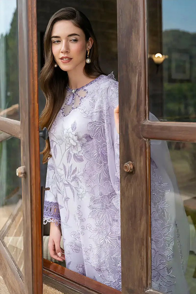 3 Piece Unstitched Embroidered Purple Lawn Suit-2