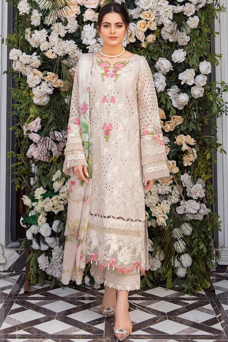 3 Piece Unstitched Embroidered White Lawn Suit-1