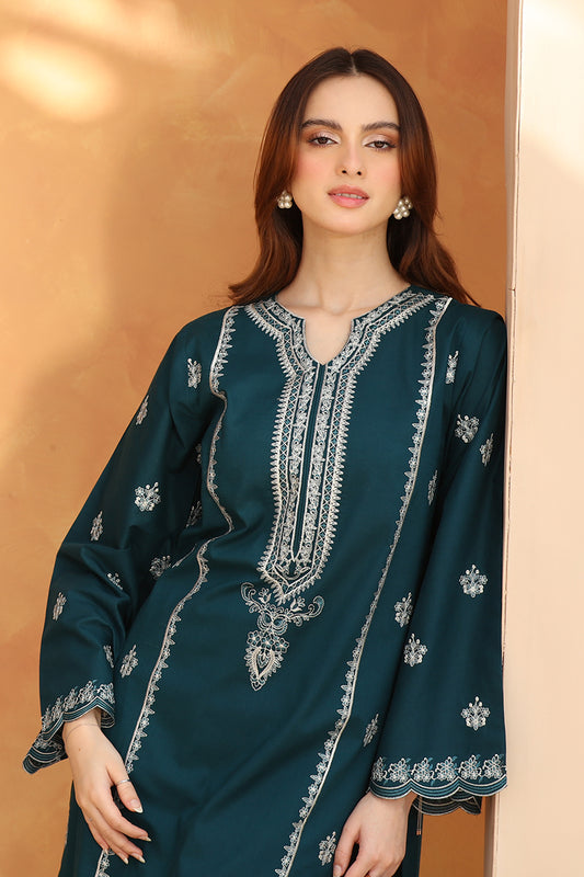 3 Piece - Embroidered Zinc Green Lawn Suit
