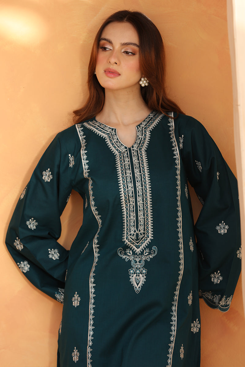 3 Piece - Embroidered Zinc Green Lawn Suit