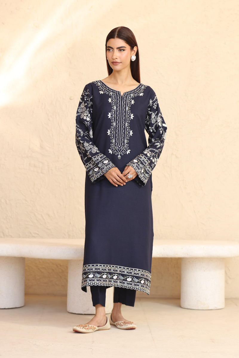 2 Piece Pret Embroidered Navy Blue Dhanak Marina Suit