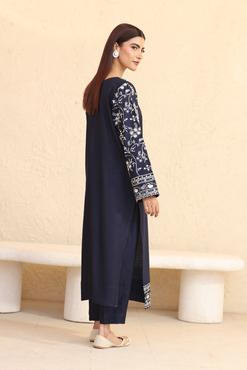 2 Piece Pret Embroidered Navy Blue Dhanak Marina Suit