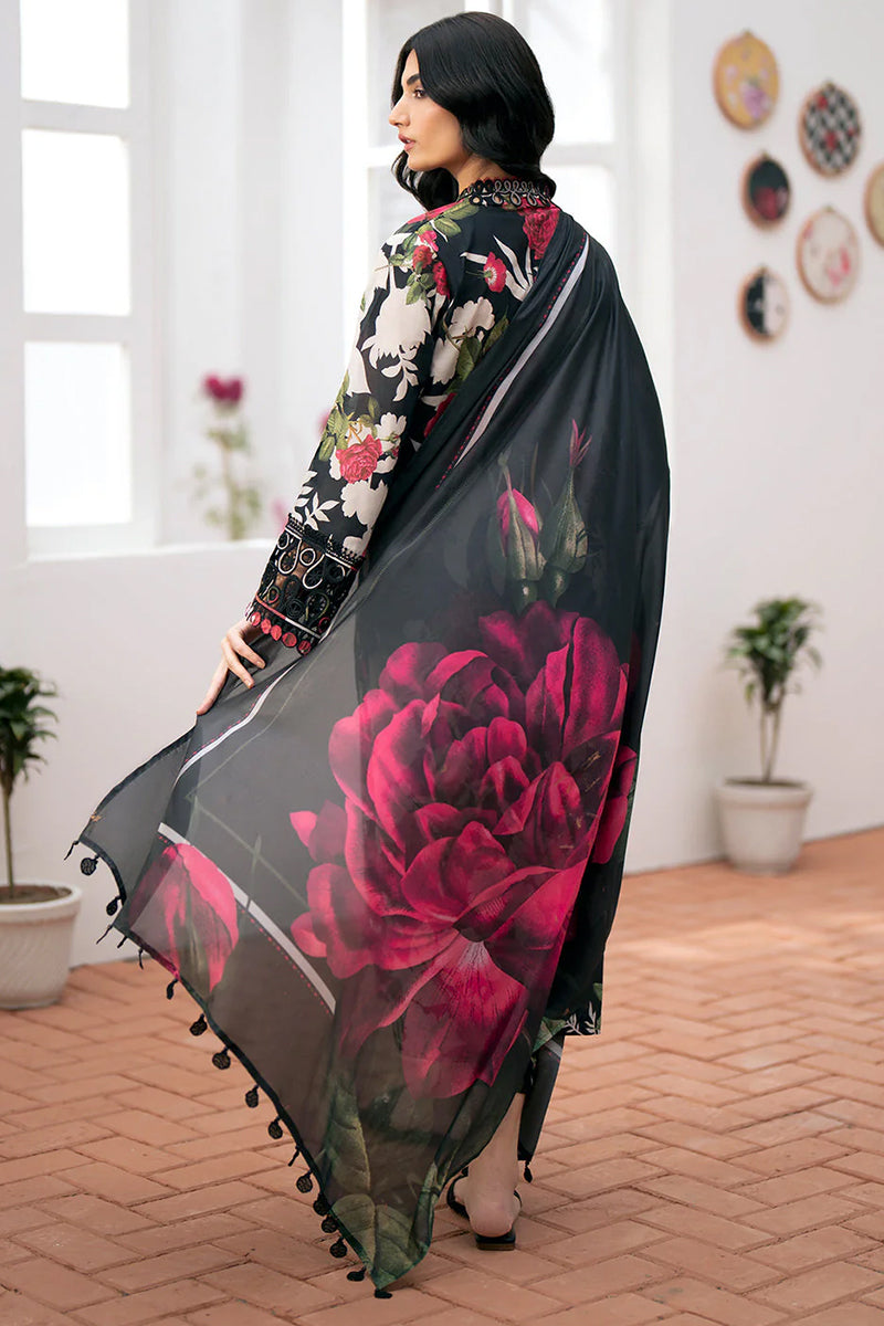 3 Piece Unstitched Digital Printed Black Lawn Suit-2