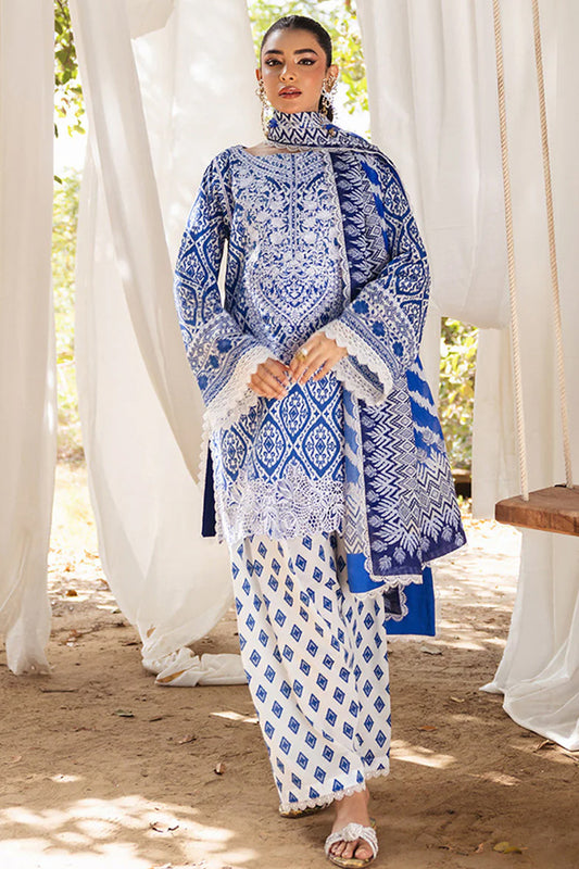 3 Piece Unstitched Digital Printed Blue Lawn Suit-1