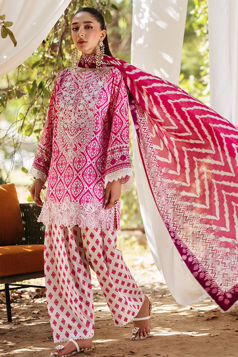 3 Piece Unstitched Digital Printed Pink Lawn Suit-1