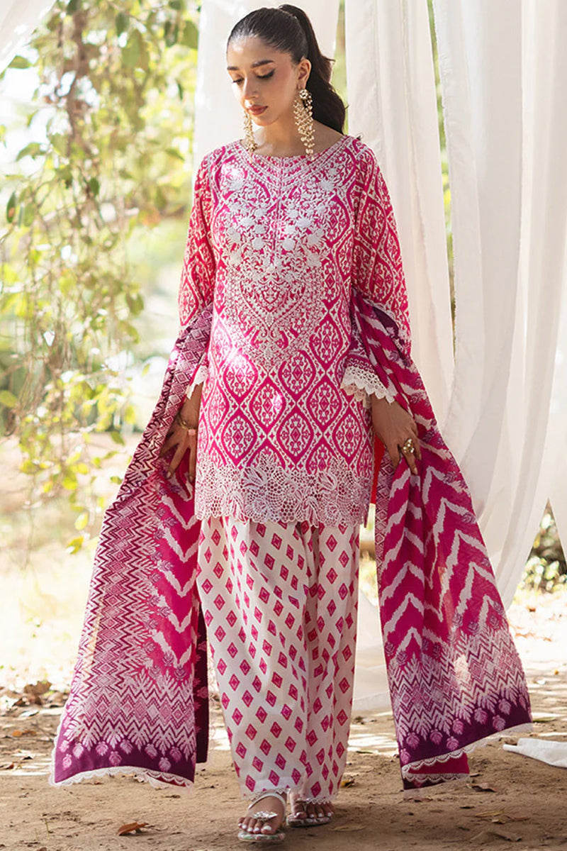 3 Piece Unstitched Digital Printed Pink Lawn Suit-1