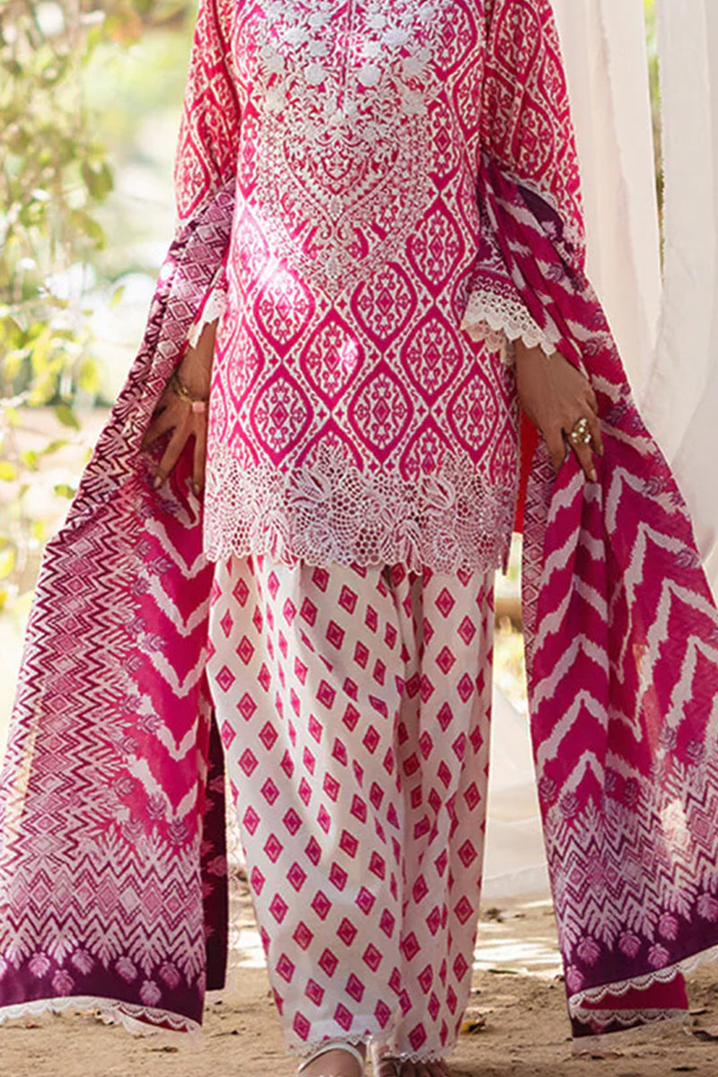 3 Piece Unstitched Digital Printed Pink Lawn Suit-1