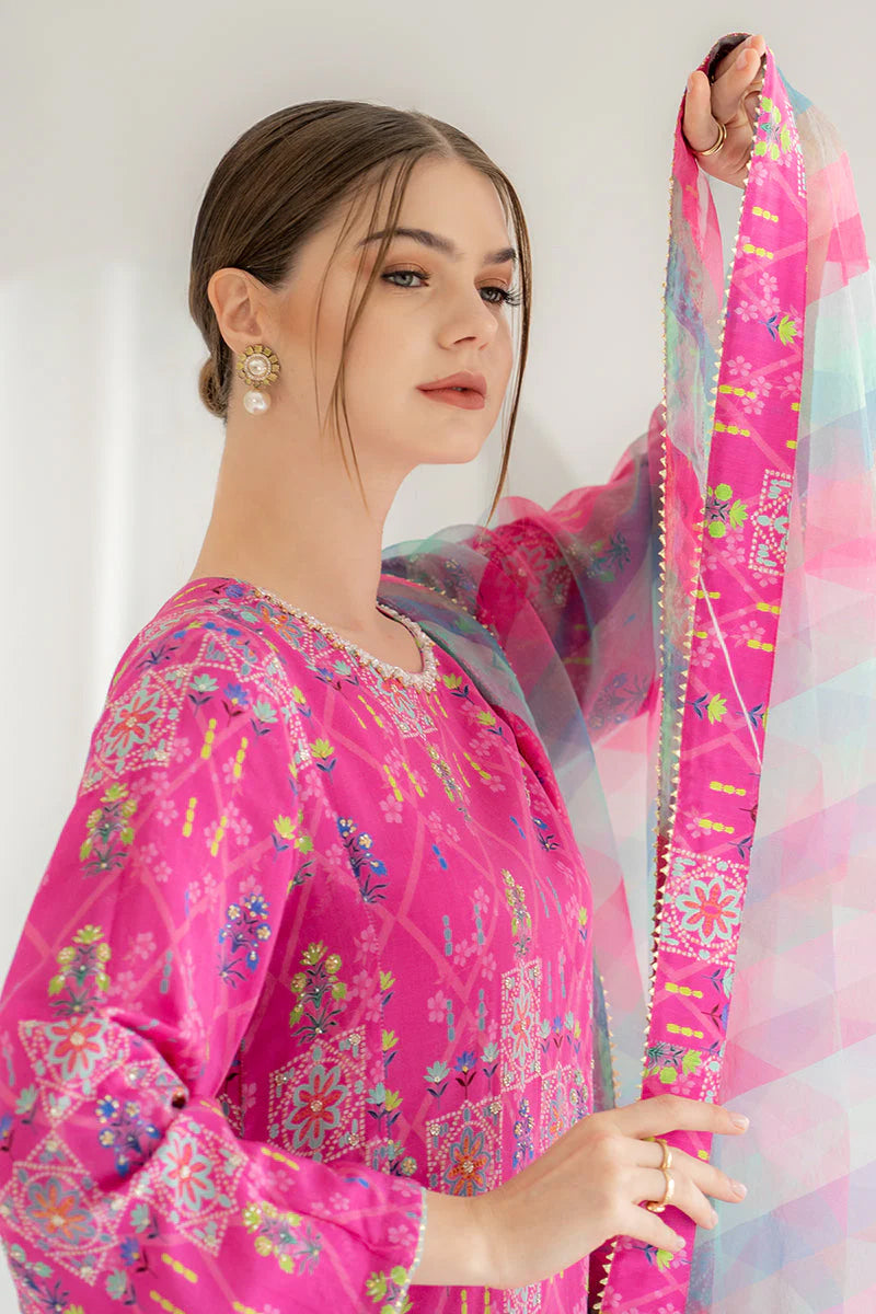 3 Piece Unstitched Digital Printed Pink Lawn Suit-2
