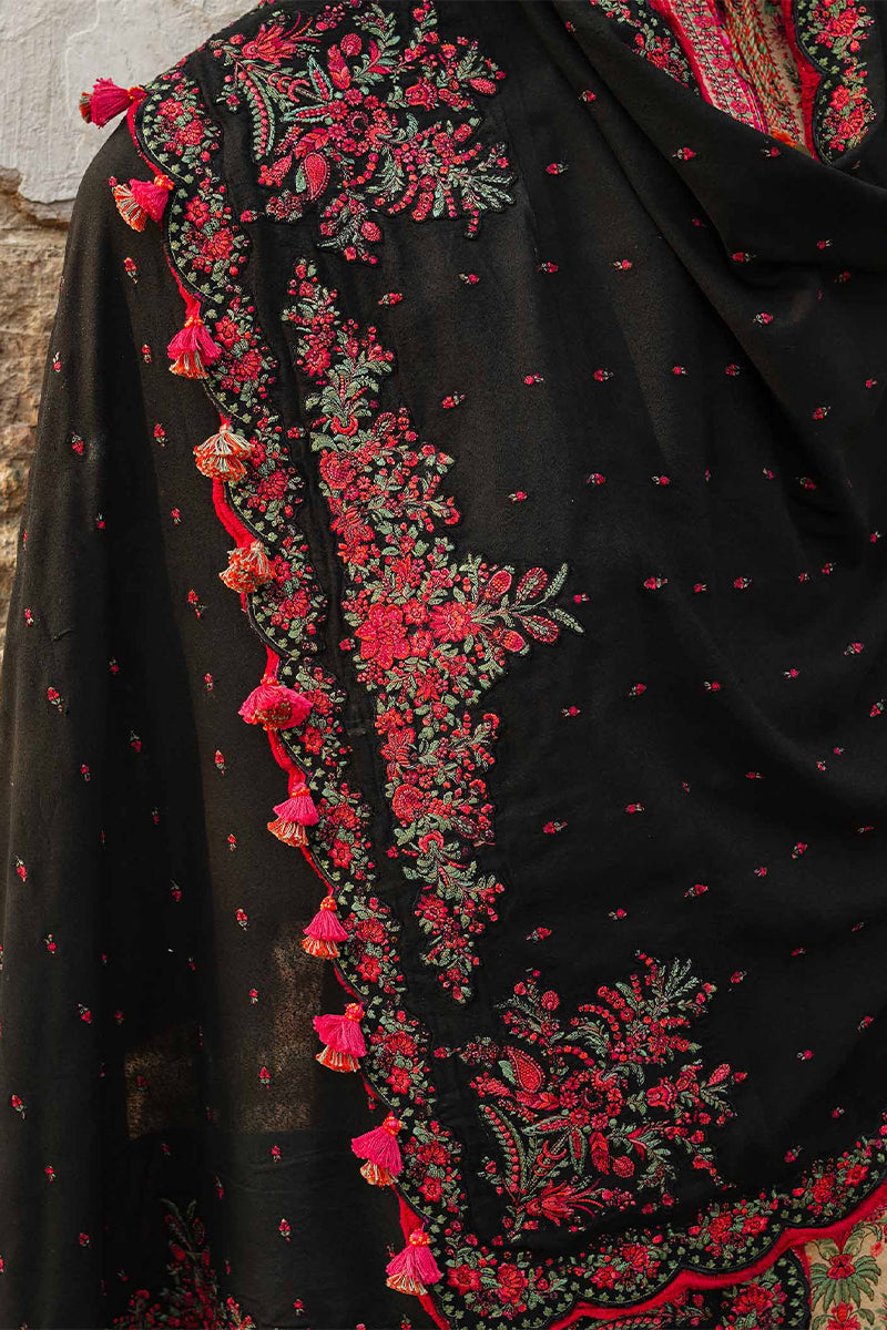 3 Piece Unstitched Embroidered Beige Dhanak Marina Suit with Shawl-1