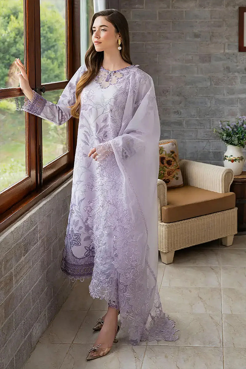 3 Piece Unstitched Embroidered Purple Lawn Suit-2