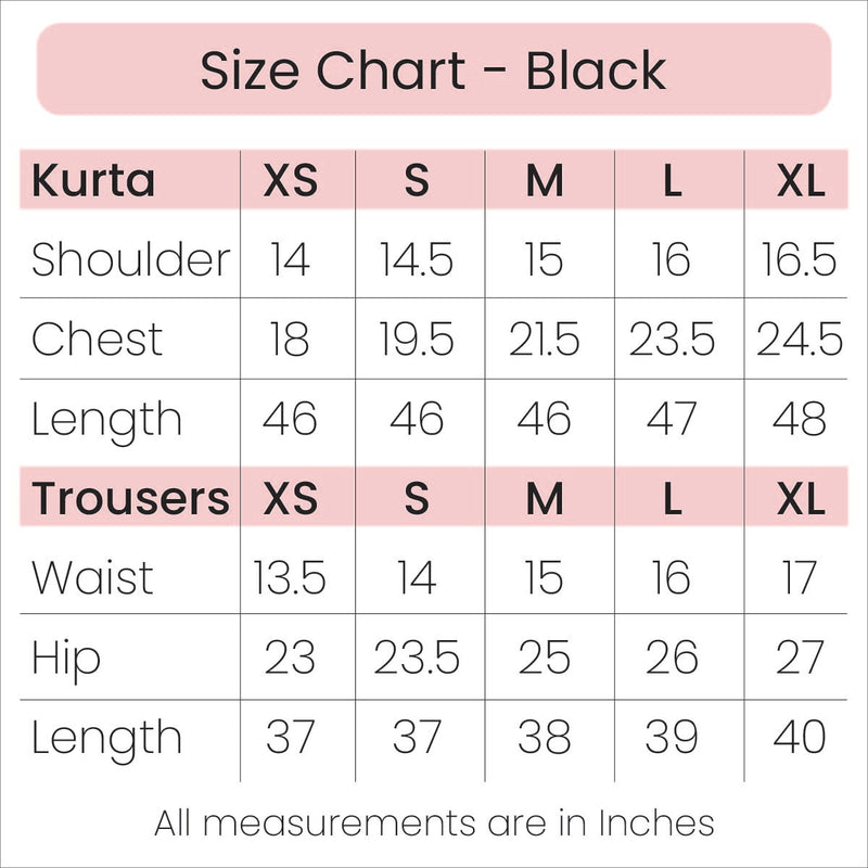 Size Chart - Black