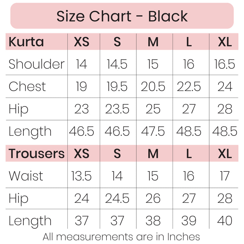 Size Chart - Black