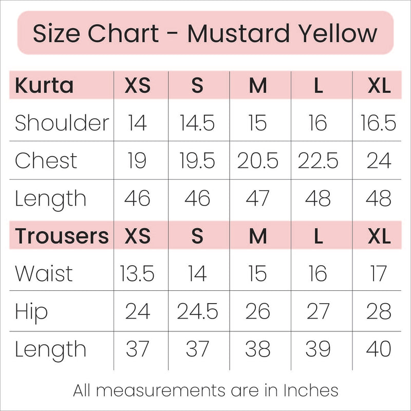 Size Chart - Mustard