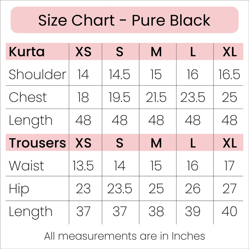 Size Chart - Pure Black